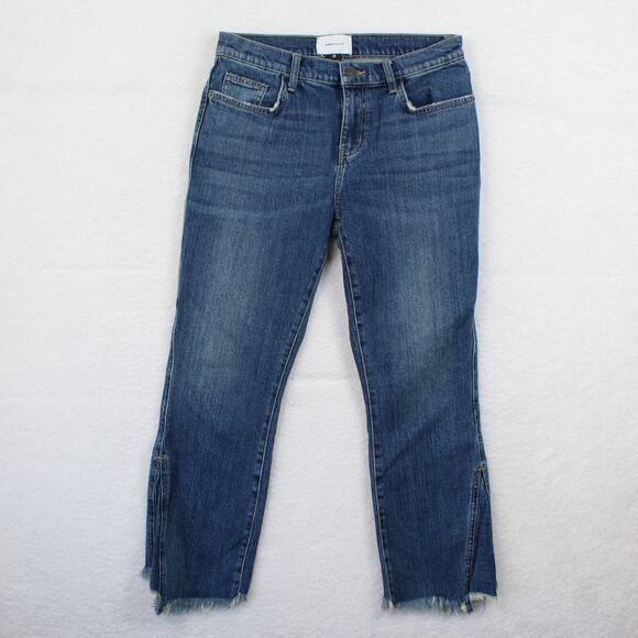 Current Elliott Jeans Womens Size 29 Blue Crop Flare Raw Hem Denim - Picture 1 of 6